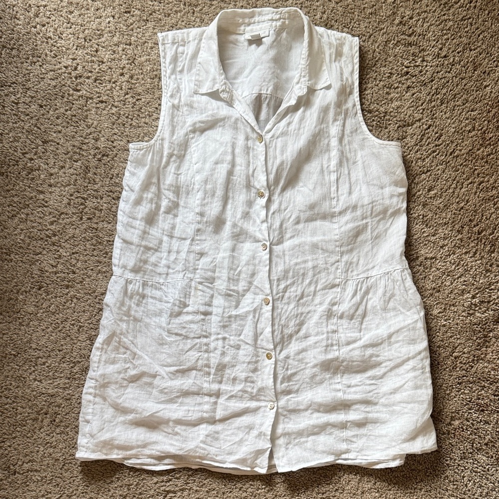 100% Linen Sleeveless Button Down